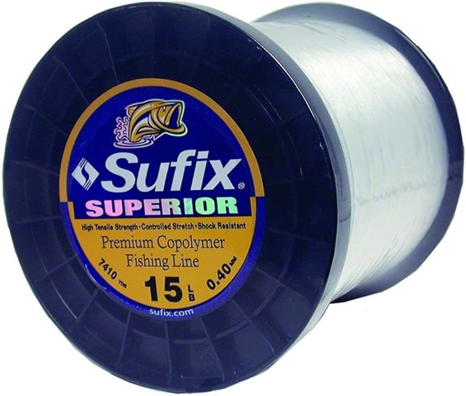 Sufix Superior Spool Size Fishing Line (Clear, 15Pound