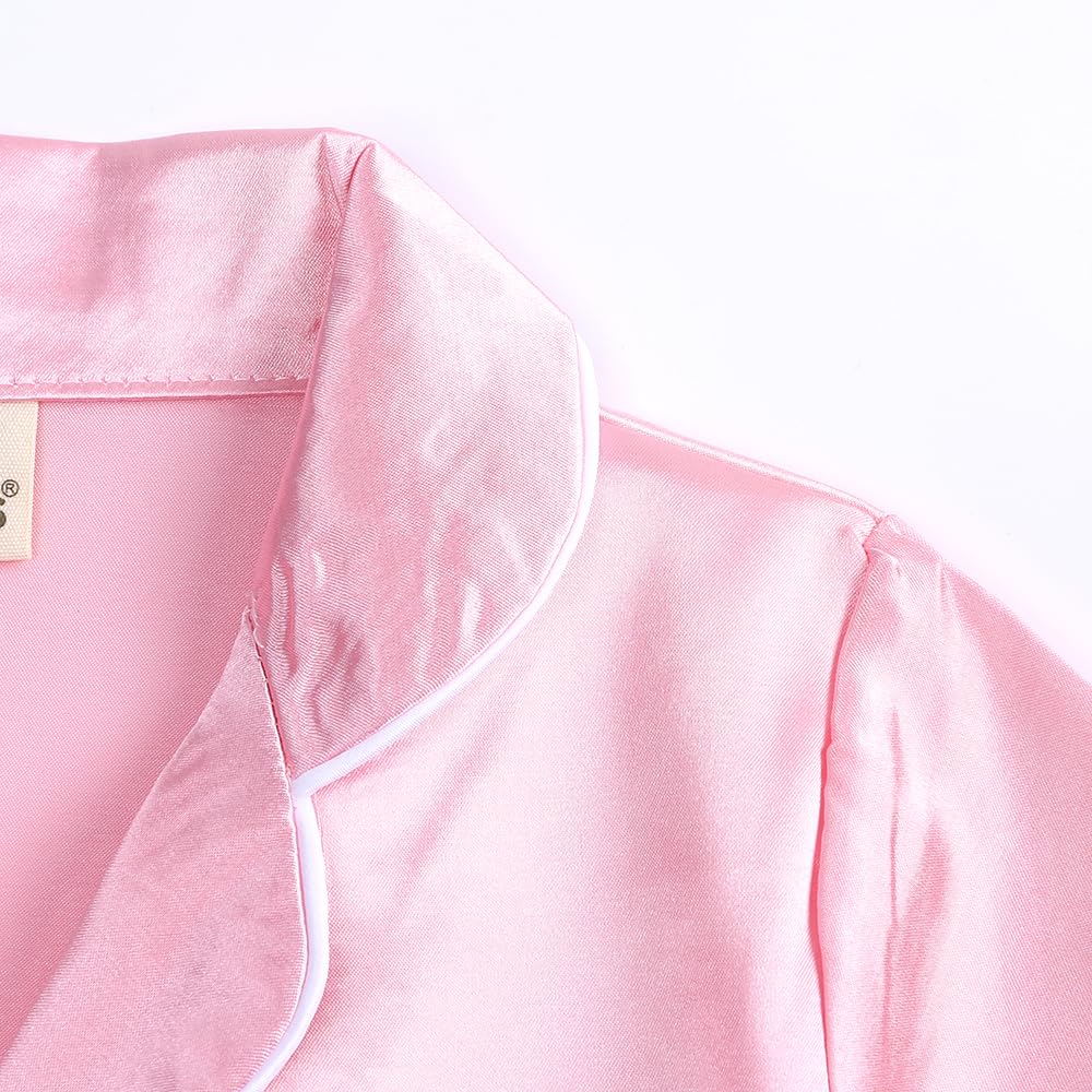 Verve Jelly Conjunto de Pijamas de satén para bebés y niños pequeños Pantalones de Manga Corta con Botones Ropa de Dormir para niñas y niños Ropa de Dormir