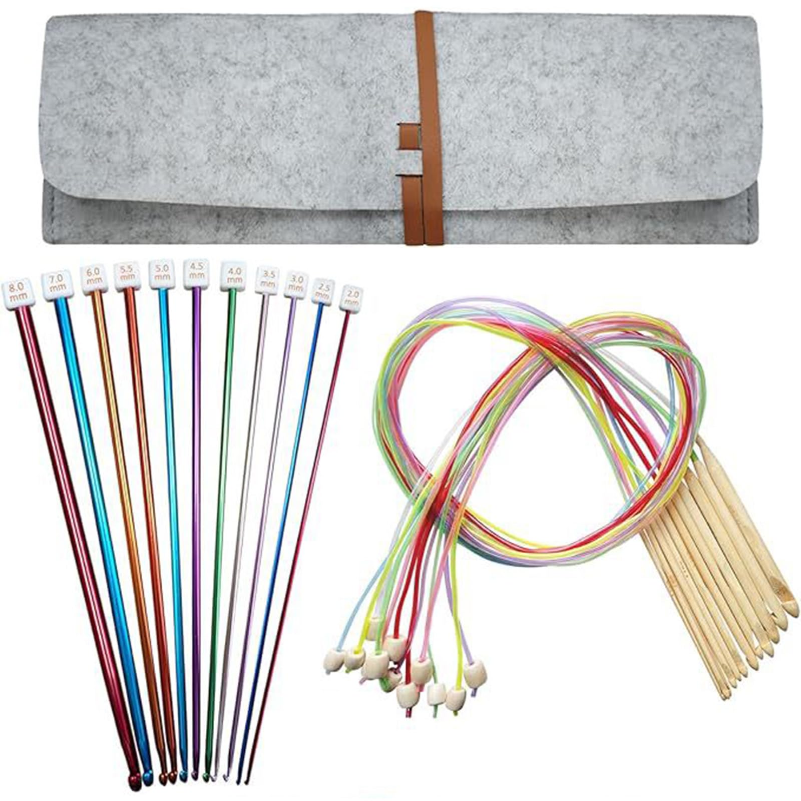 Asukohu Tunisian Crochet Hook Set 12Pcs Wood Tunisian Crochet Hook With Cable 11Pcs Metal Tunisian Afghan Hook Knitting Needle Crochet For Beginner
