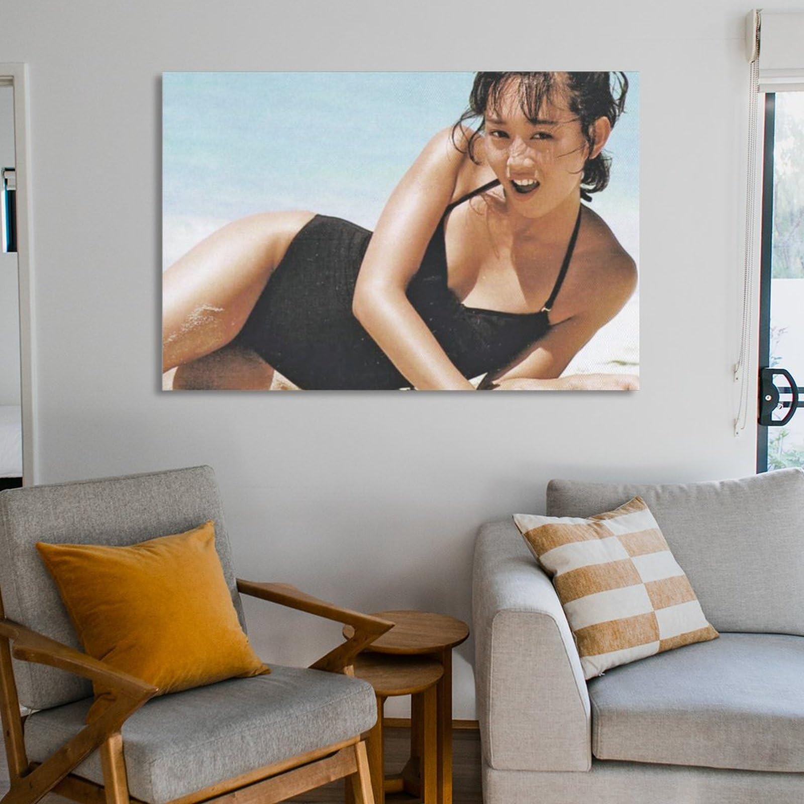 Amazon.co.jp: 浅香唯写真ビキニポスター絵画 壁アート キャンバス