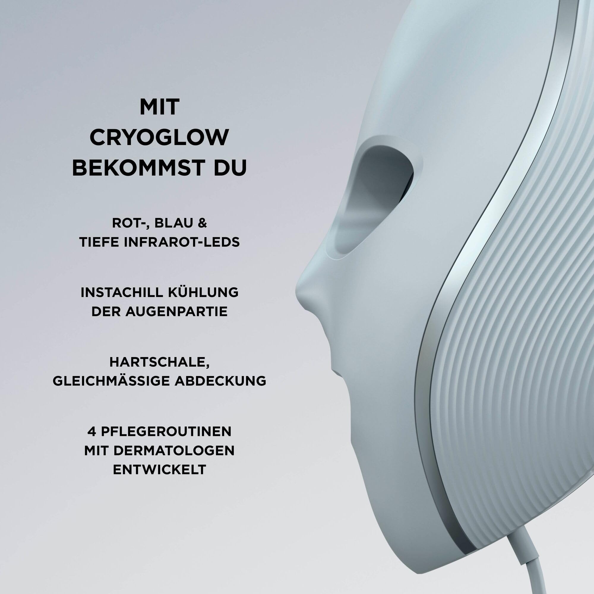 Shark CryoGlow LED-Gesichtsmaske FW312EU mit Kühlung, rote und blaue LED, Infrarotlichttherapie, USB-C