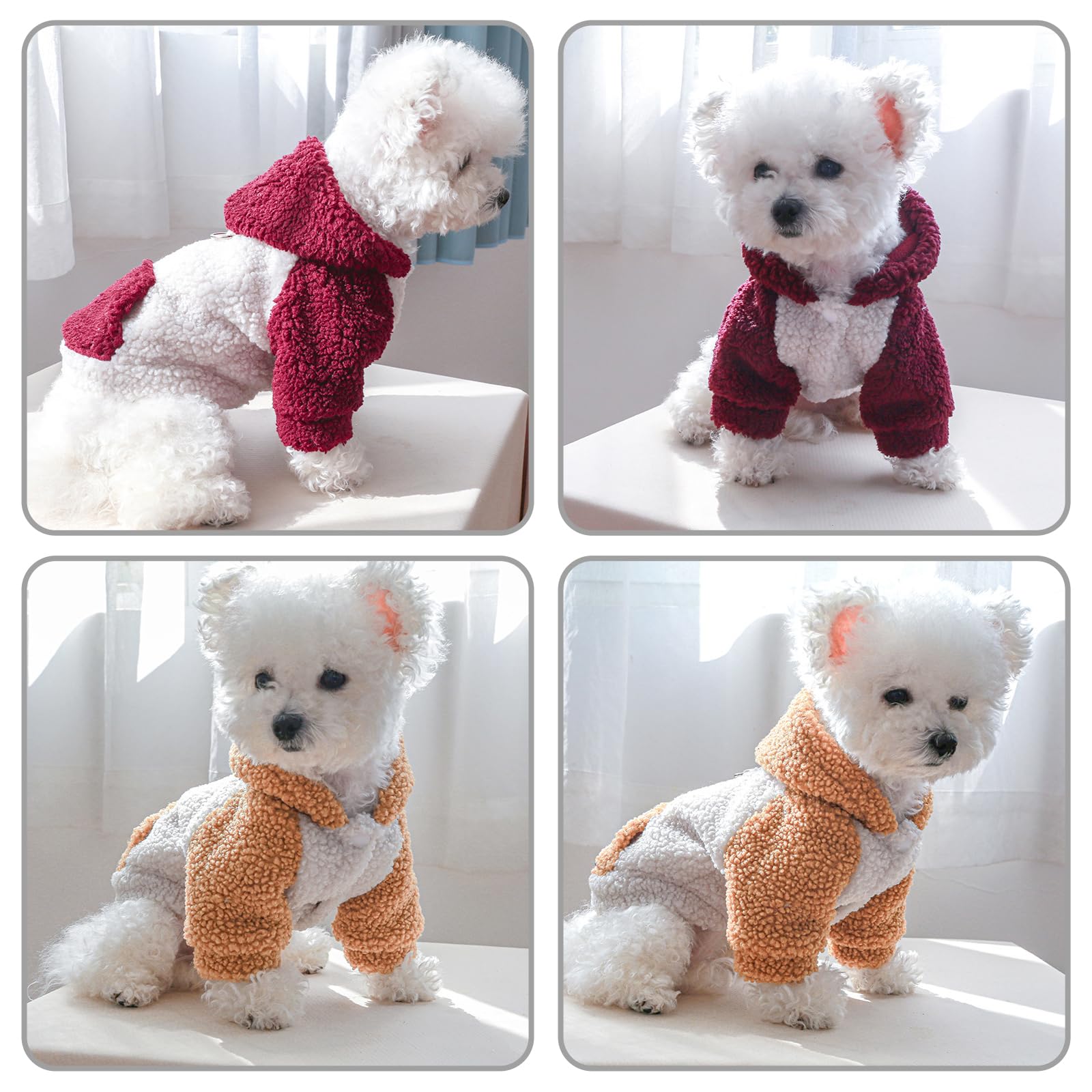 Galatée Abrigo de Invierno para Perros Pequeños, Ropa Bonita para Mascotas, Chaqueta Cálida para Cachorros, Sudaderas con Capucha (L, Gris)