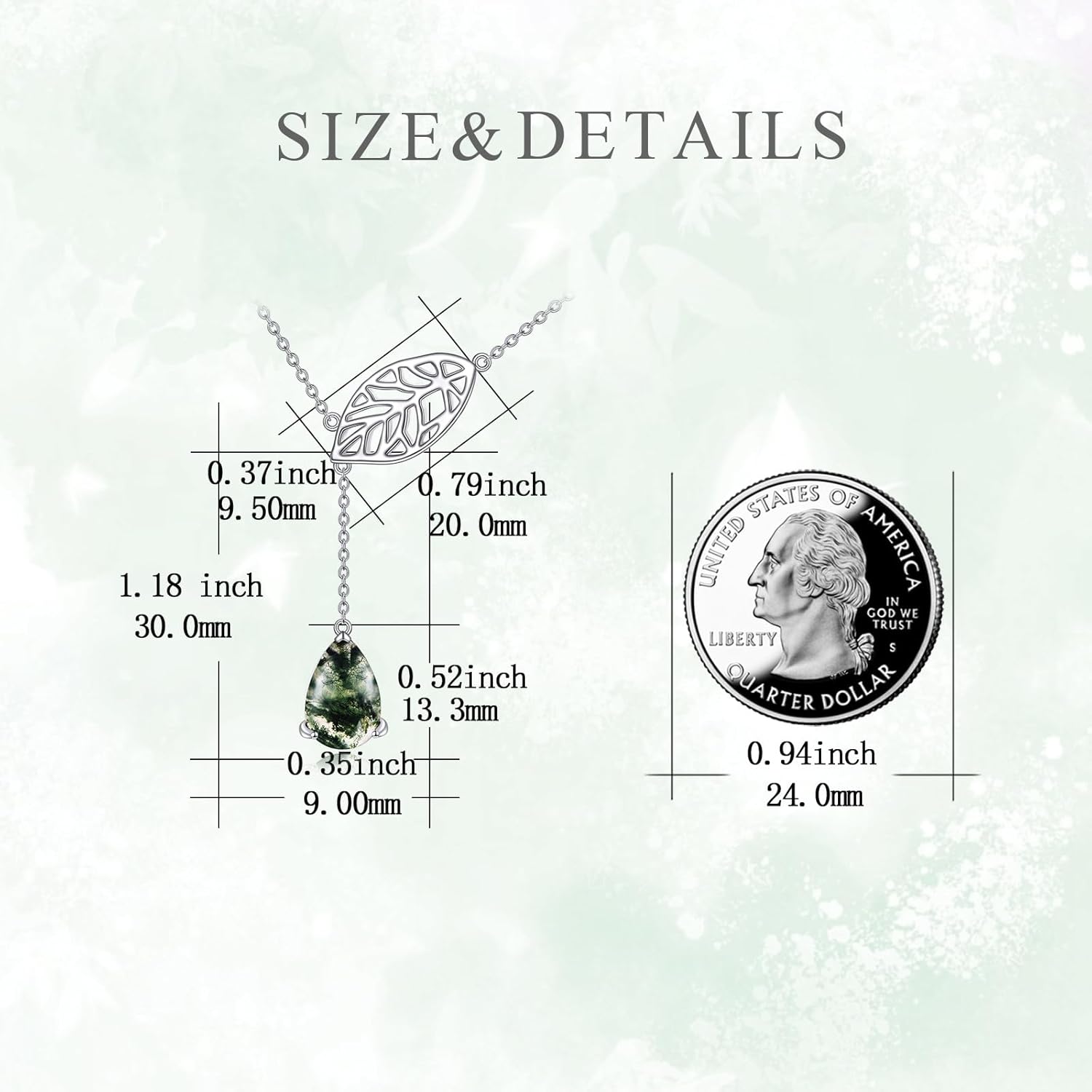 POPLYKE Leaf Gemstone Necklace Sterling Silver Pendant Y Necklace Jewelry Gifts for Women - Image 6