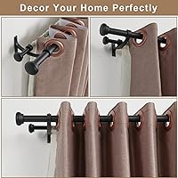 Vista 5 de Barras de cortina modernas dobles, barra de cortina mate negra de 36 a 72 pulgadas, barras de cortina con tapas de extremo decorativas simples de 1