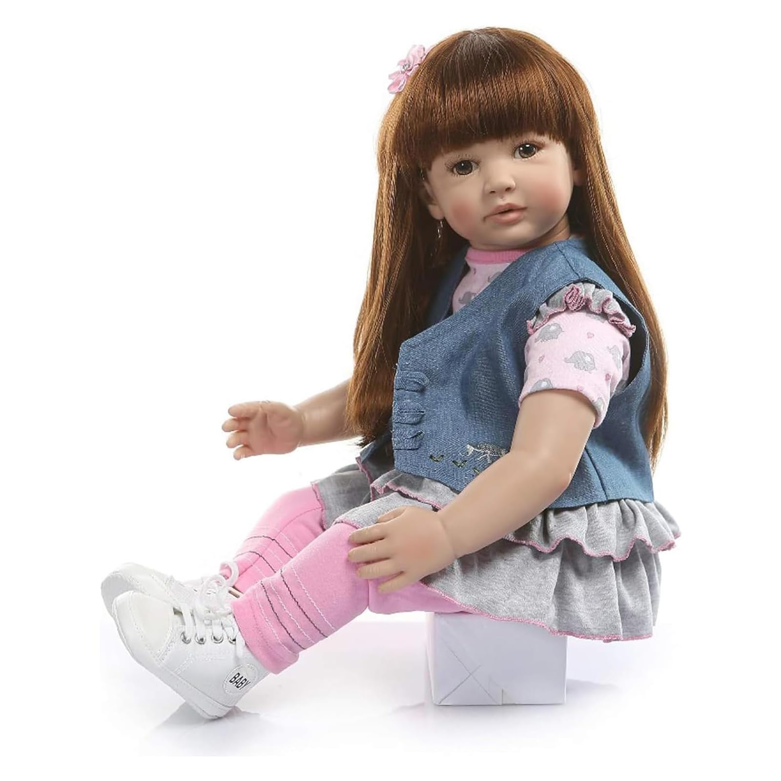 ZIYIUI Bambole Reborn Originali 24 Pollici 60 Centimetri Realistico in Silicone Morbido Femmine che Sembrano Vere Neonate con Capelli Lungh Toddler