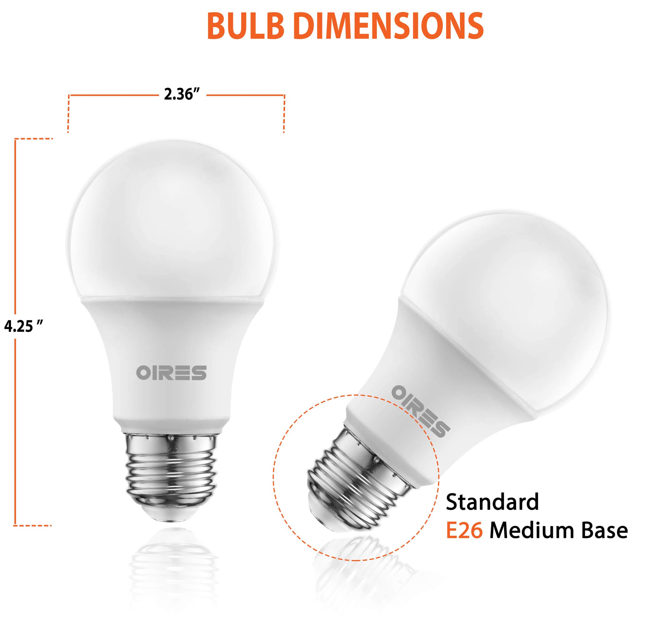 60W Equivalent LED Light Bulb 800 Lumens A19 Shape Bulbs 2700K Warm White Non-Dimmable UL Listed 9 Watt — view 2