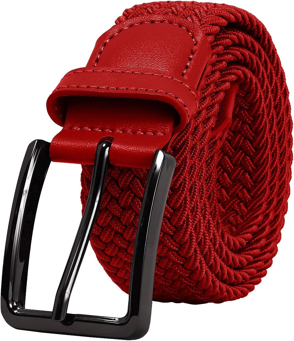 Falari Men Women Multicolored Elastic Stretch Braided Belt Canvas Fabric Woven No Holes Belt