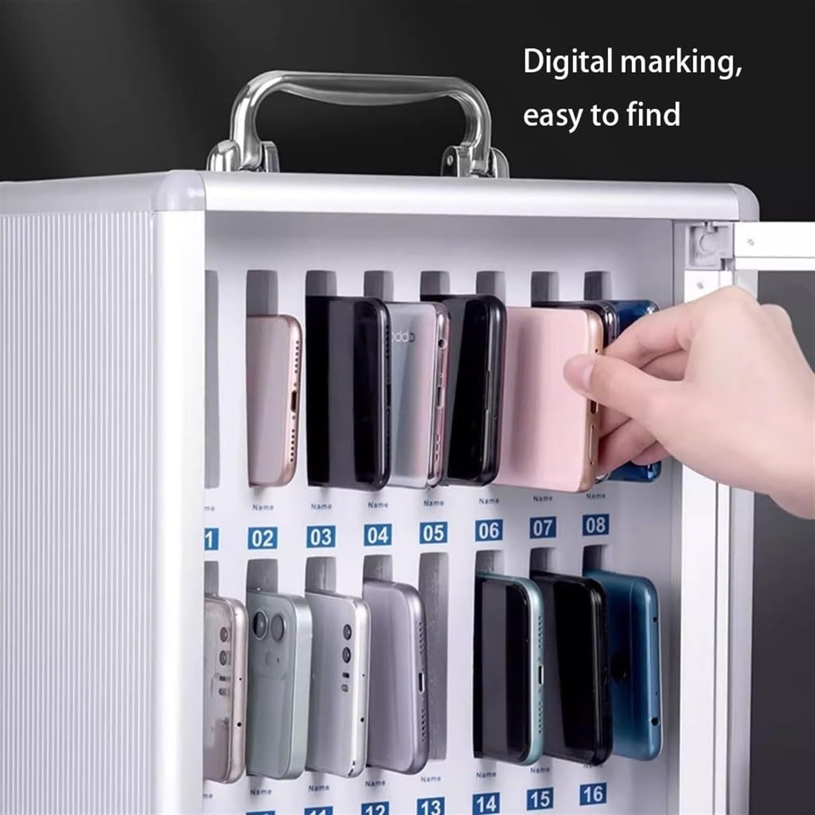 Armadietto per telefono a parete, 48 scomparti, per scuole e aziende, soluzione di archiviazione per dispositivi mobili