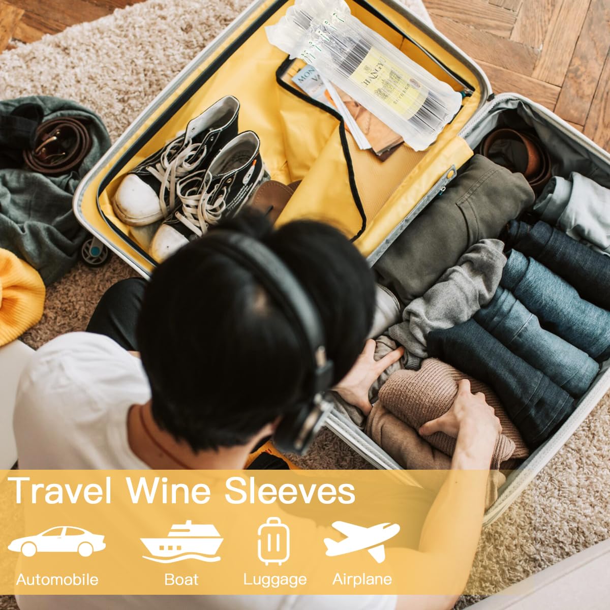30 Stück Weinflaschenschutz, Wiederverwendbare Flaschenbeutel, Luftpolster für Wein mit kostenloser Pumpe, Luftsäulenkissen Luftpolsterbeutel für sichere Verpackung und Transport