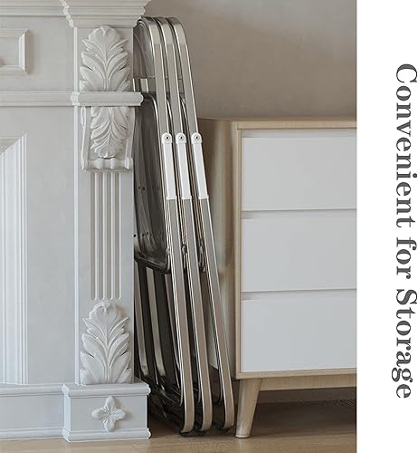 Miniatura 4 de PEAKPT Silla plegable transparente silla de acrílico sillas de comedor plegables apilables de estilo moderno asiento de marco cromado para