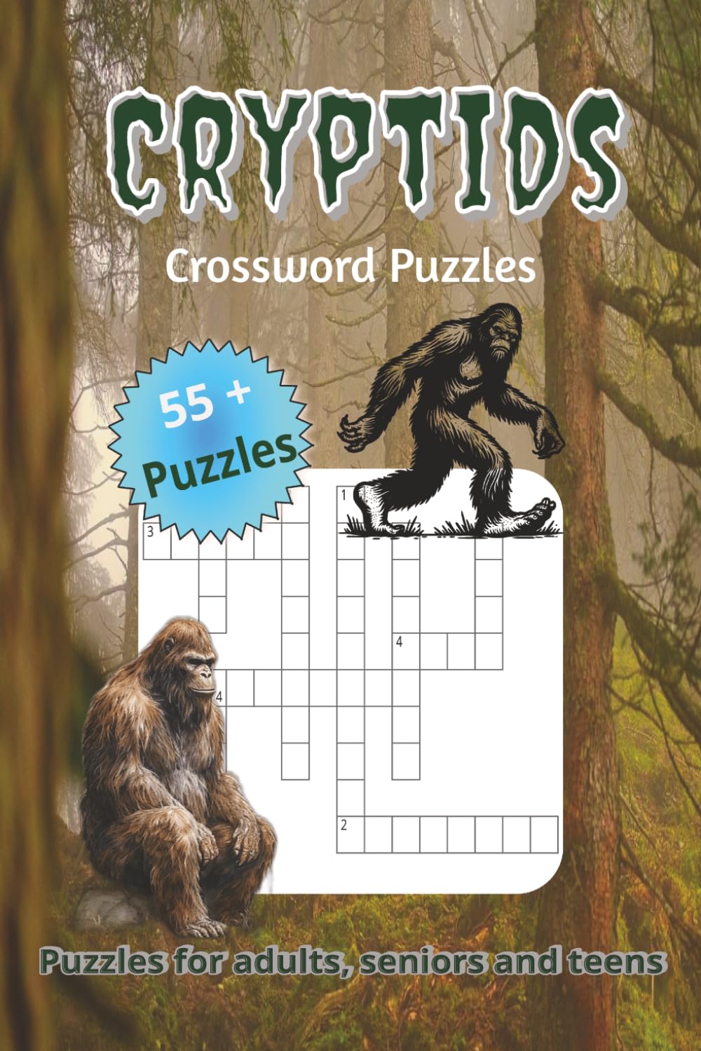 Cryptids Crossword Puzzle: Crossword Puzzles with Easy to Read Print about Cryptids, Bigfoot, Adventure and More | 6x9 inches, 120 pages | 55+ Puzzles...Gifts for Vacations, Holidays, and Relaxation