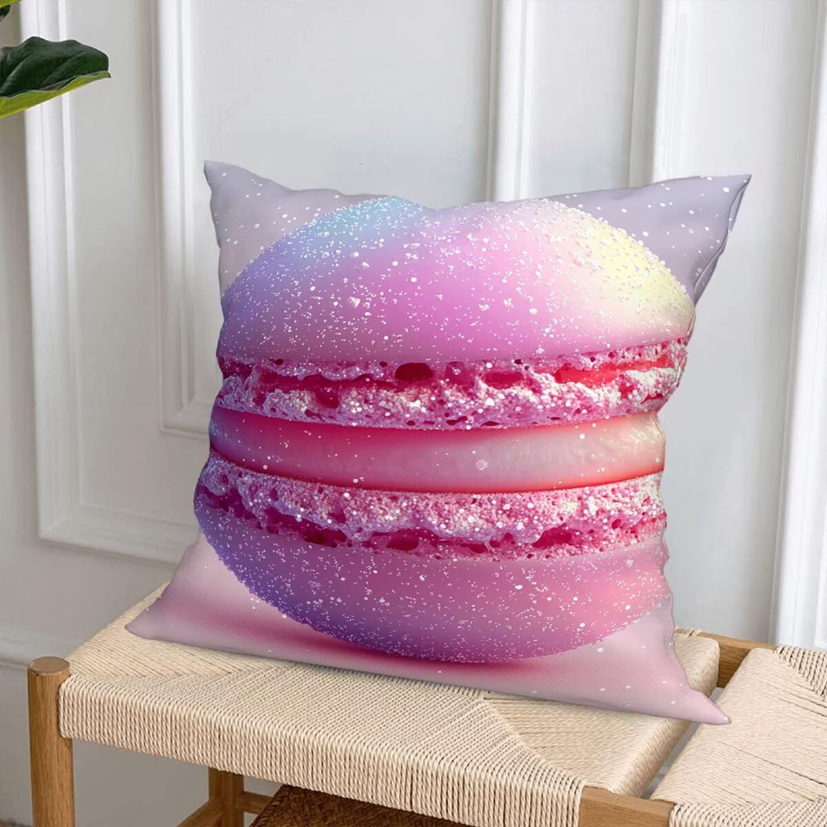 Federe Cuscino Divano 60x60, Viola Cuscini per Divano da Esterno Set da 4, Lino Copricuscini Divanos Impermeabile, Copri Cuscini Macarons Motivo Fronte Retro Stampato per Giardino, Sofá, Balcón, D-97
