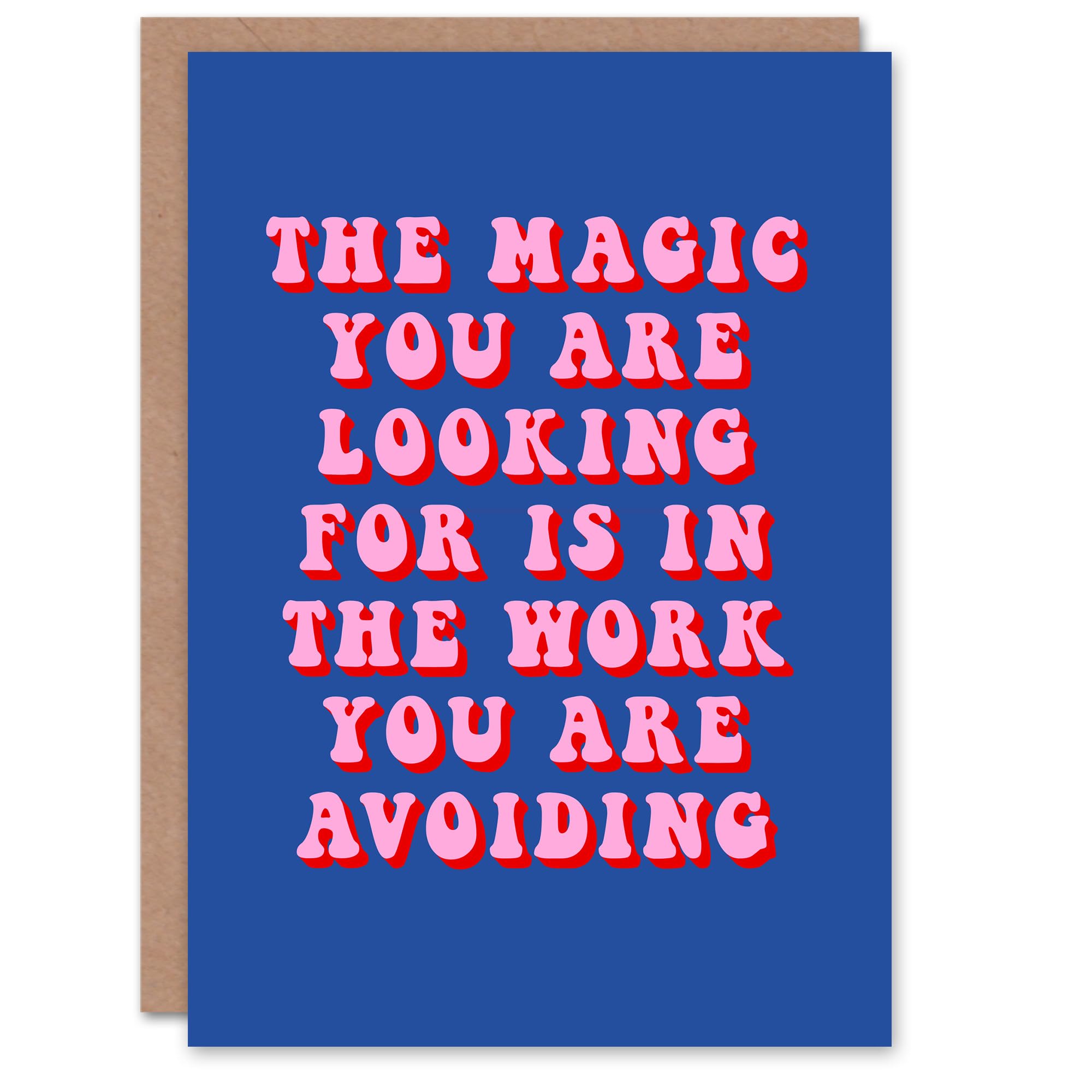 Artery8 Greeting Card Magic Work Avoiding Dipen Parmar Pink Blue Quote Blank For Him Or Her Art Birthday Card