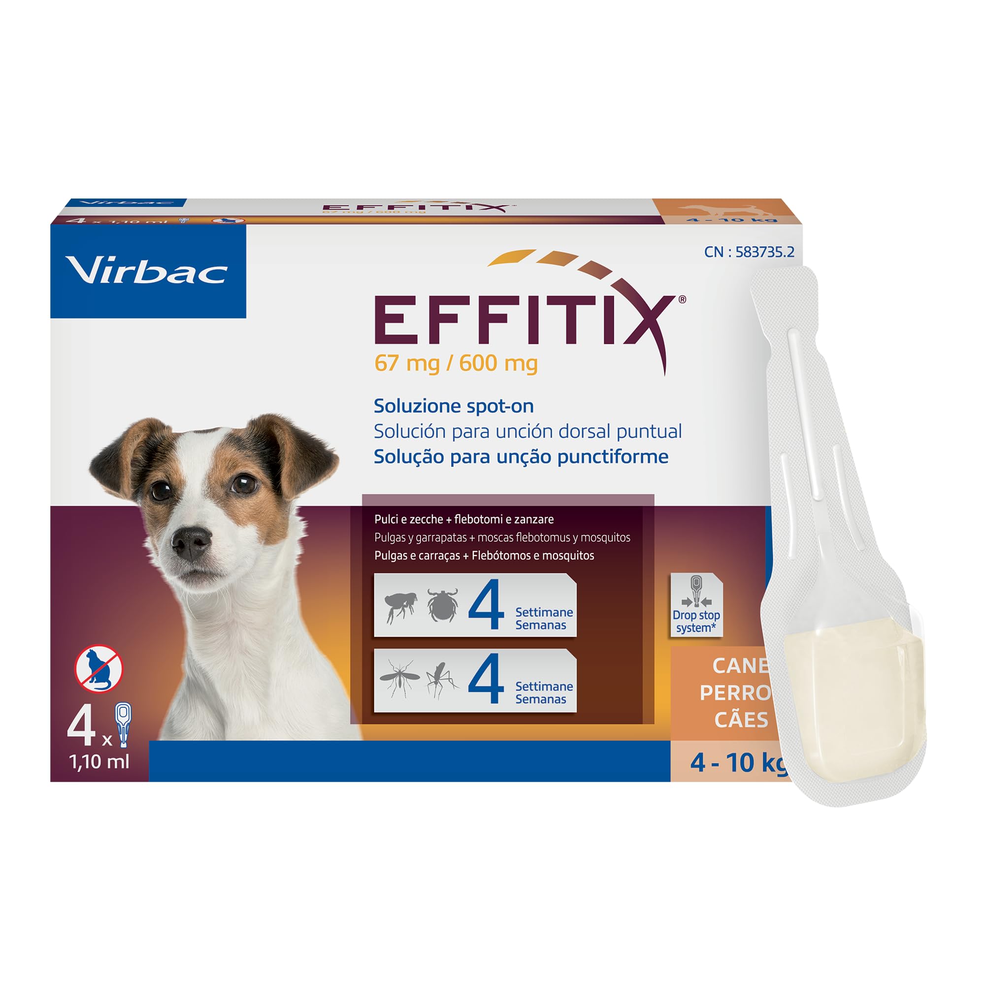 Effitix 4 pipette per animali da 4 a 10 kg