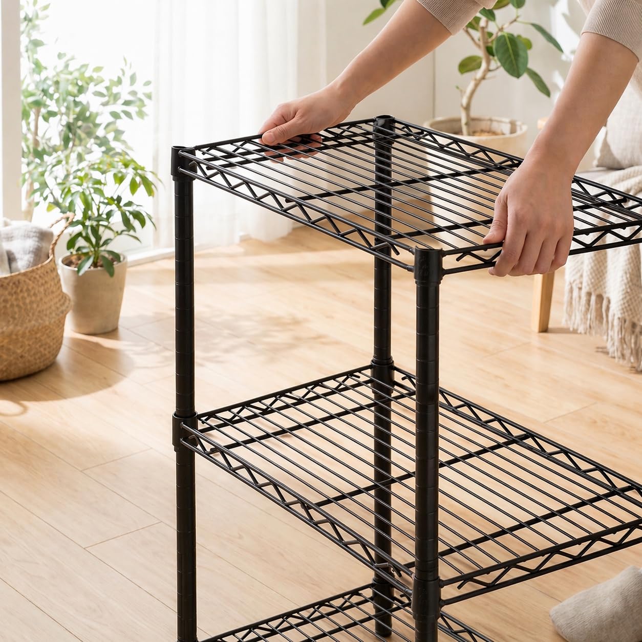 Honey-Can-Do SHF-01905 Regal mit 3 Fächern, 113 kg, Metall, schwarz, 64.28 x 64.28 x 38.5 cm