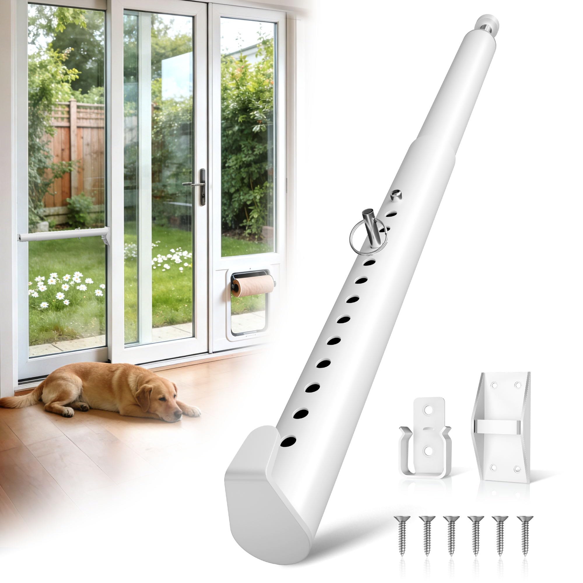 LStoneOS Sliding Glass Door Security Bar for Pet Door Inserts, 11-18 Inch