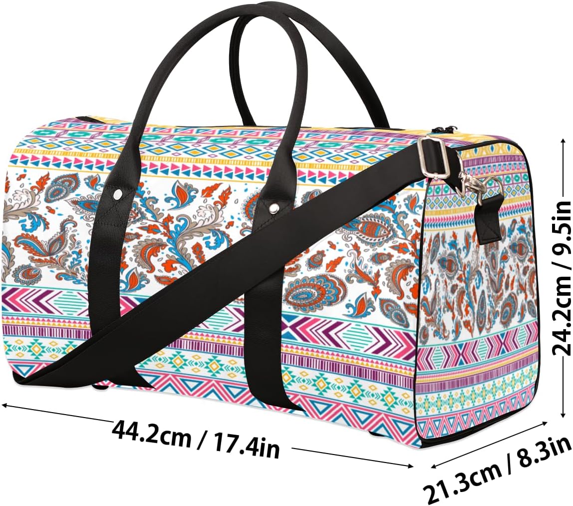 Colorful Rhombus Triangle Pattern Travel Duffel Bag for Women Men Large Capacity Overnight Weekender Bags for Lightweight Waterproof Sport Gym Bag for Workout Yoga Swim