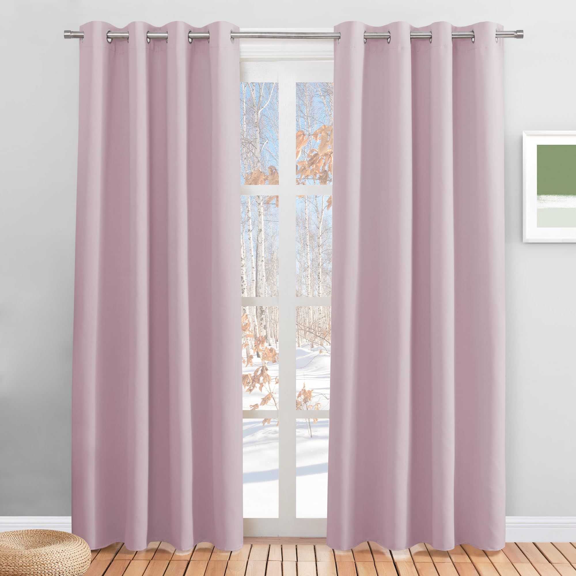 PONY DANCE Tenda per Bambini Cameretta - Tende Termiche Isolanti per Interni Tende Oscuranti con Anelli Tende Moderne per Soggiorno 2 Pezzi L 140 x A 220 cm, Rosa Chiaro
