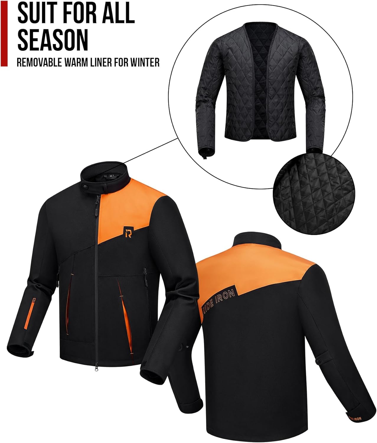 Winter Motorcycle Jacket Mens with Armor Removable Liner Motorbike Riding Jackets Windproof Protective Gear L - Image 4