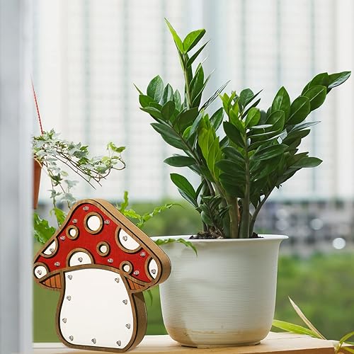 Miniatura 2 de Hoteam Lámpara de noche de hongos vintage de madera para dormitorios, lámpara estética rústica, luz LED de hongos para guardería, dormitorio,