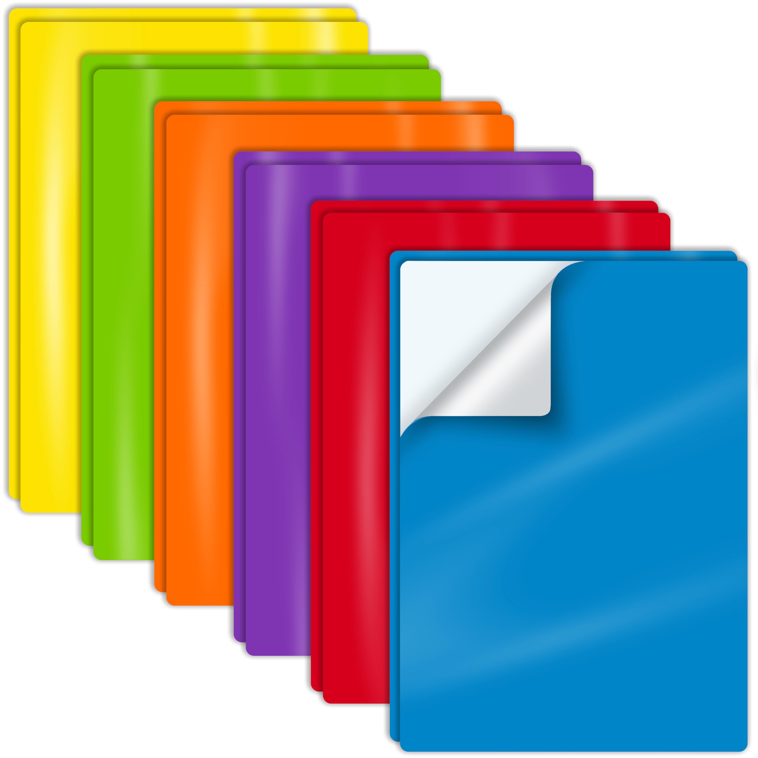 12 Pack Dry Erase Sheets, 8.3" x 11.7" (A4 Size) Wall Decals, 6 Assorted Colors, Easy to Remove, Washable Peel and Stick Vinyl Stickers for Classroom, Conferences, Events, by Better Office Products