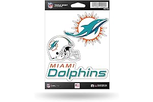 Miami Dolphins Sticker: NFL Football Triple Spirit Stickers Triple Sticker Sheet