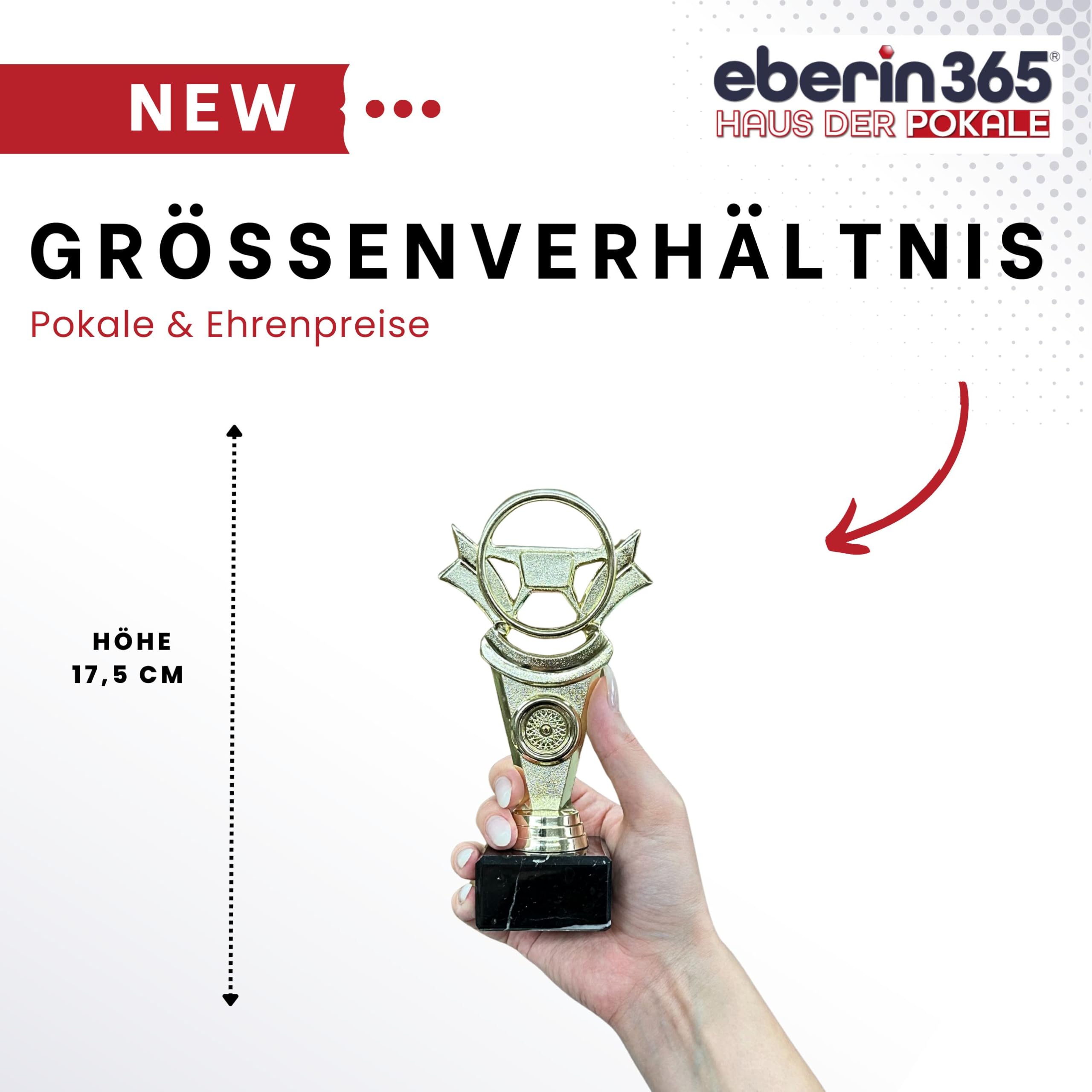 Tuning Pokal 17,5 cm für Hobby Schrauber - Personalisierbare Trophäe mit Wunschgravur - Goldenes Lenkrad - Perfekt für Autowerkstätten