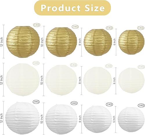 Miniatura 254 de BEISHIDA Faroles de papel redondos amarillos de 12 pulgadas, decorativos, colgantes, asiáticos, chinos, japoneses, lámpara para cumpleaños