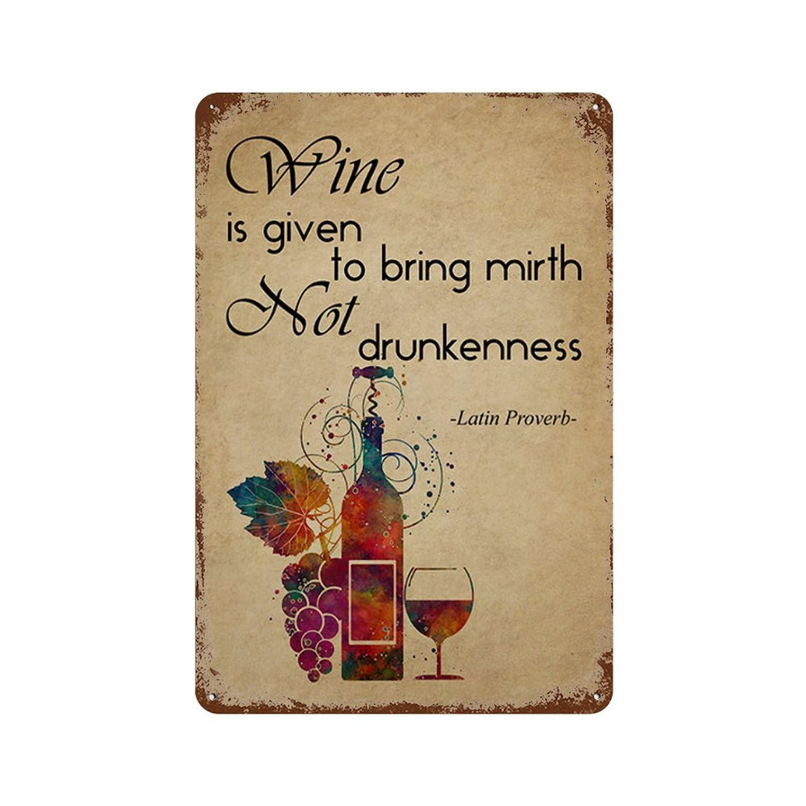 xiaoxiaoshen Wine Is Given To Bring Mirth By Latin Proverb Wall Decor Art Metal Tin Poster Modern Home Decor Art Home Bar Shop Decorations Vintage Sign 30x20cm
