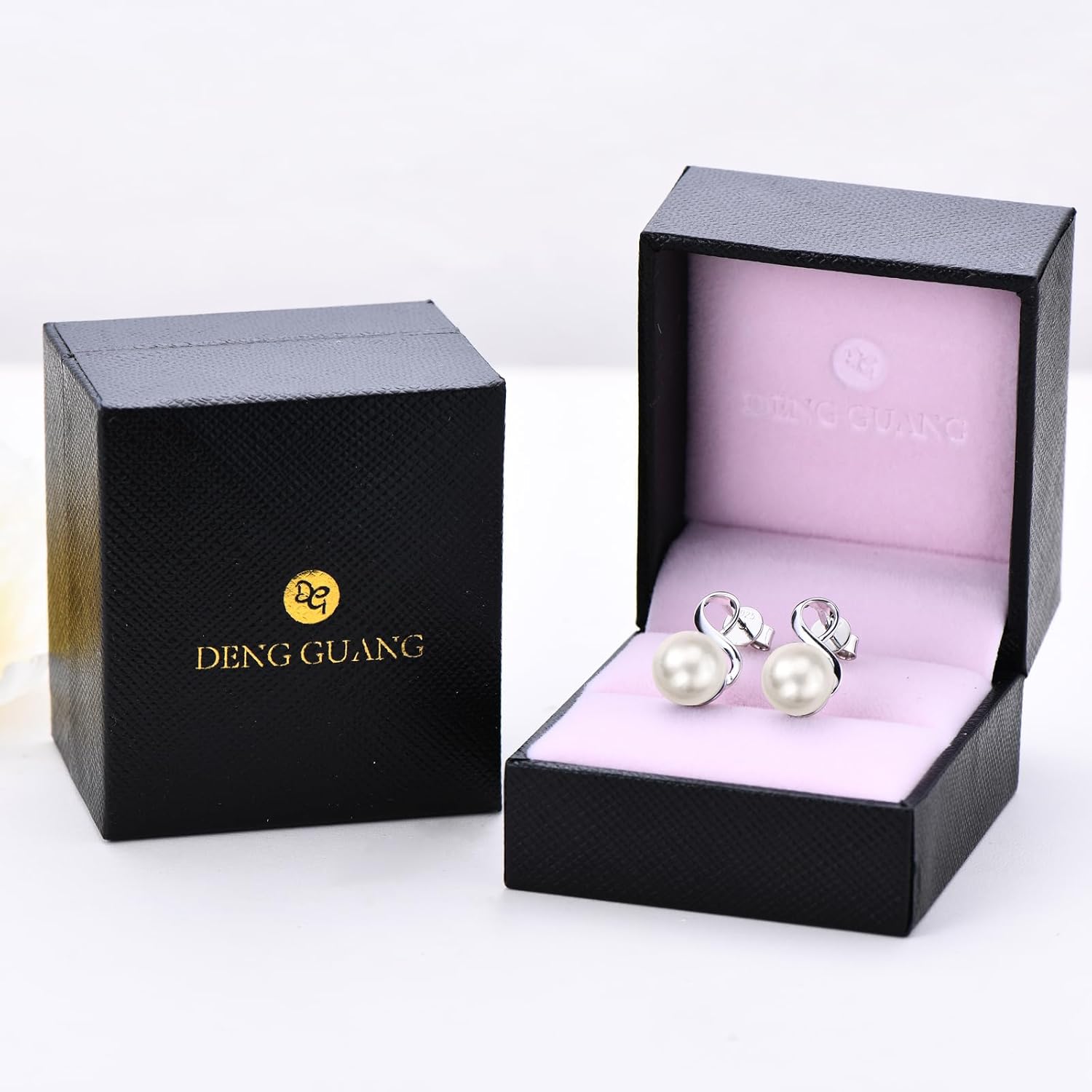 Freshwater Pearl Drop Earrings for Women, 925 Sterling Silver Infinity Pearl Drop Earrings Jewelry Gifts for Bride Wife Mom