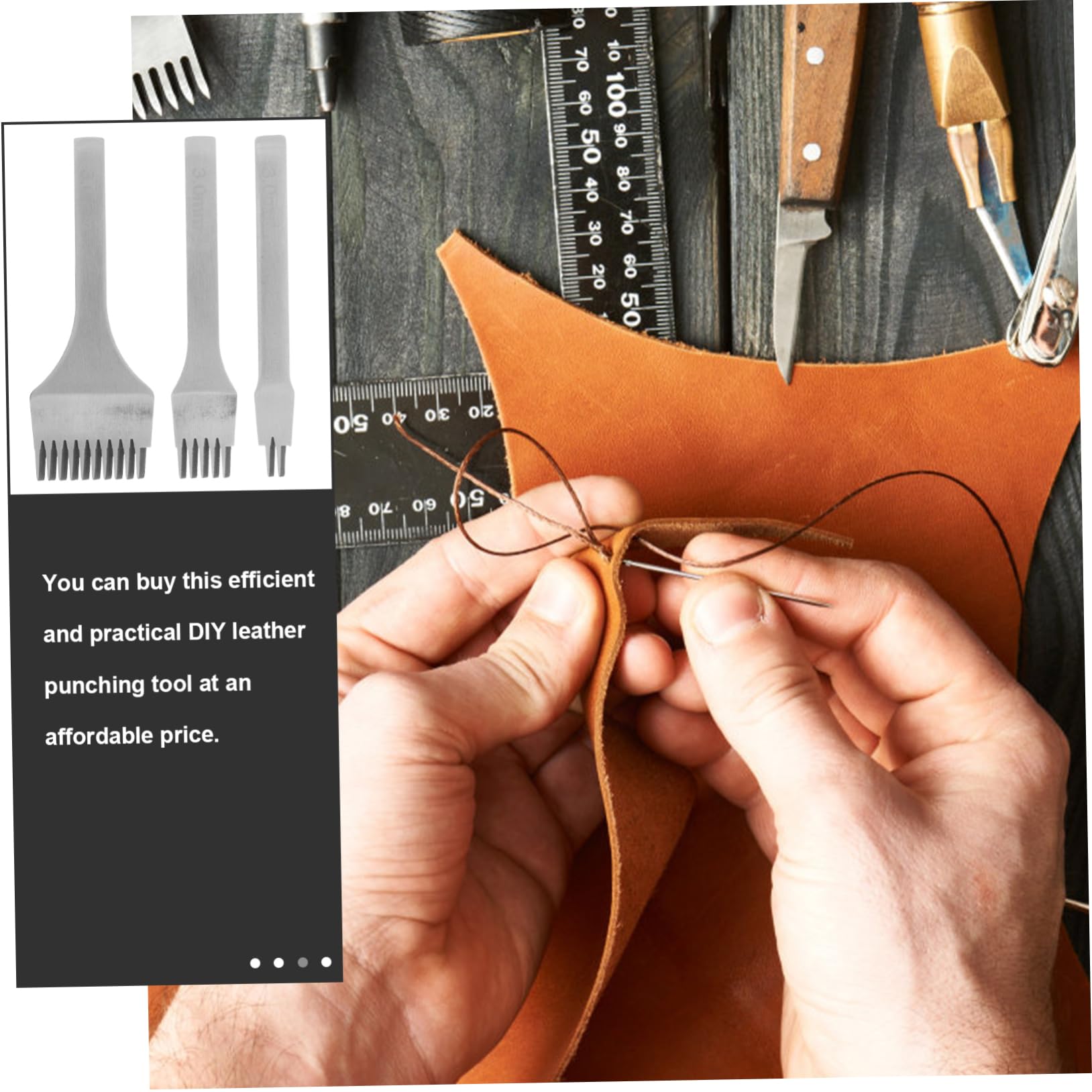 HOMSFOU 3piezas Herramientas Para Cuero Kit De Costura De Cuero Herramienta Perforadora Para Manualidades De Kit De Artesanía De De Trabajo Para