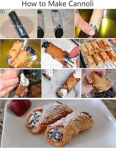 Miniatura 4 de EUICAE Tubos de cannoli, 5 pulgadas, grandes, de acero inoxidable, forma de canoli, antiadherente, crema de cuerno, moldes de pastelería danesa