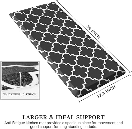 Miniatura 2 de WiseLife - Tapete de cocina acolchado anti fatiga y antideslizante, resistente al agua, tapete ergonómico de PVC cómodo para cocina, hogar, oficina,