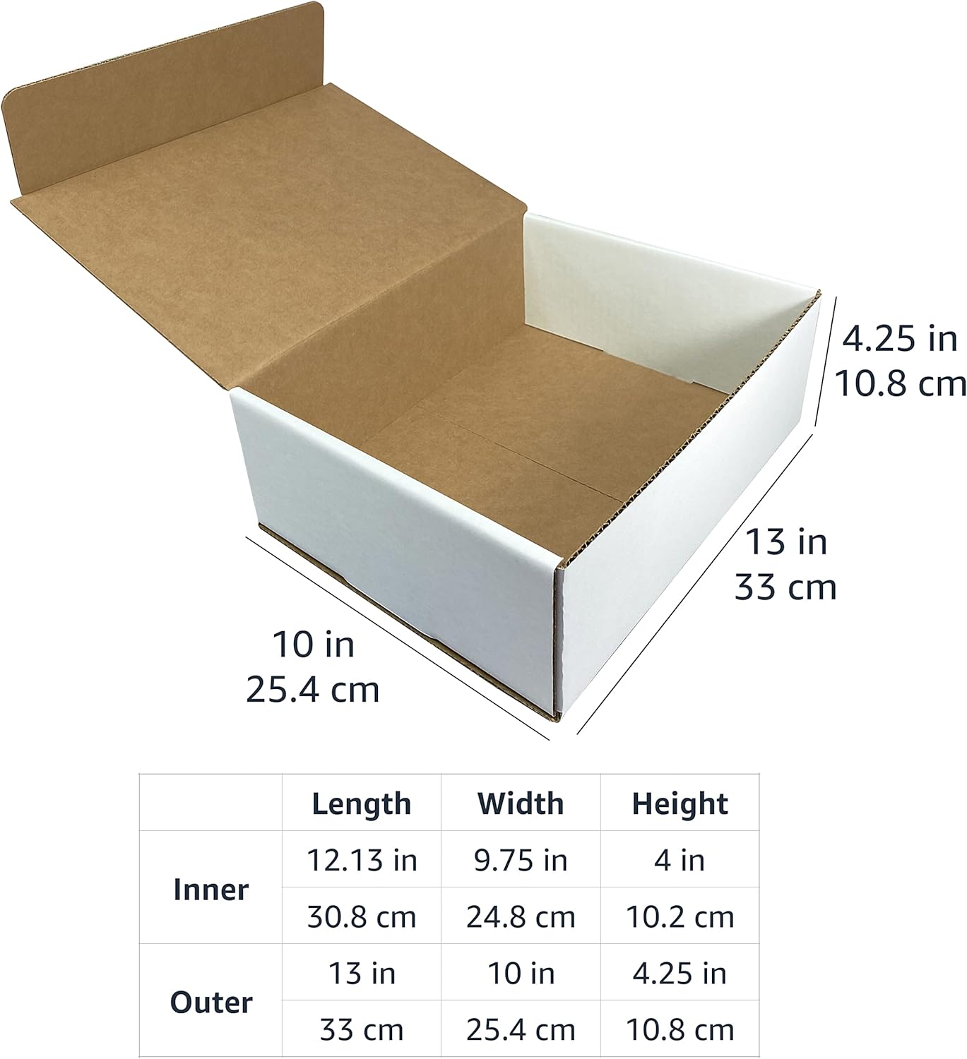 Amazon Basics Mailer Shipping Box, 50 Pack, White, Cardboard Box for Packaging Small Business for 12.13 x 9.75 x 4 inches