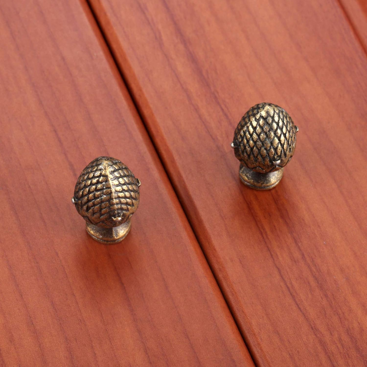 dophee 4Pcs Antique Bronze Little Drawer Knobs Handles Pulls for Vintage Furniture Door Cupboard Kitchen Cabinet Jewelry Box Wooden Case with Screws, 25x15mm/0.97"x0.59"