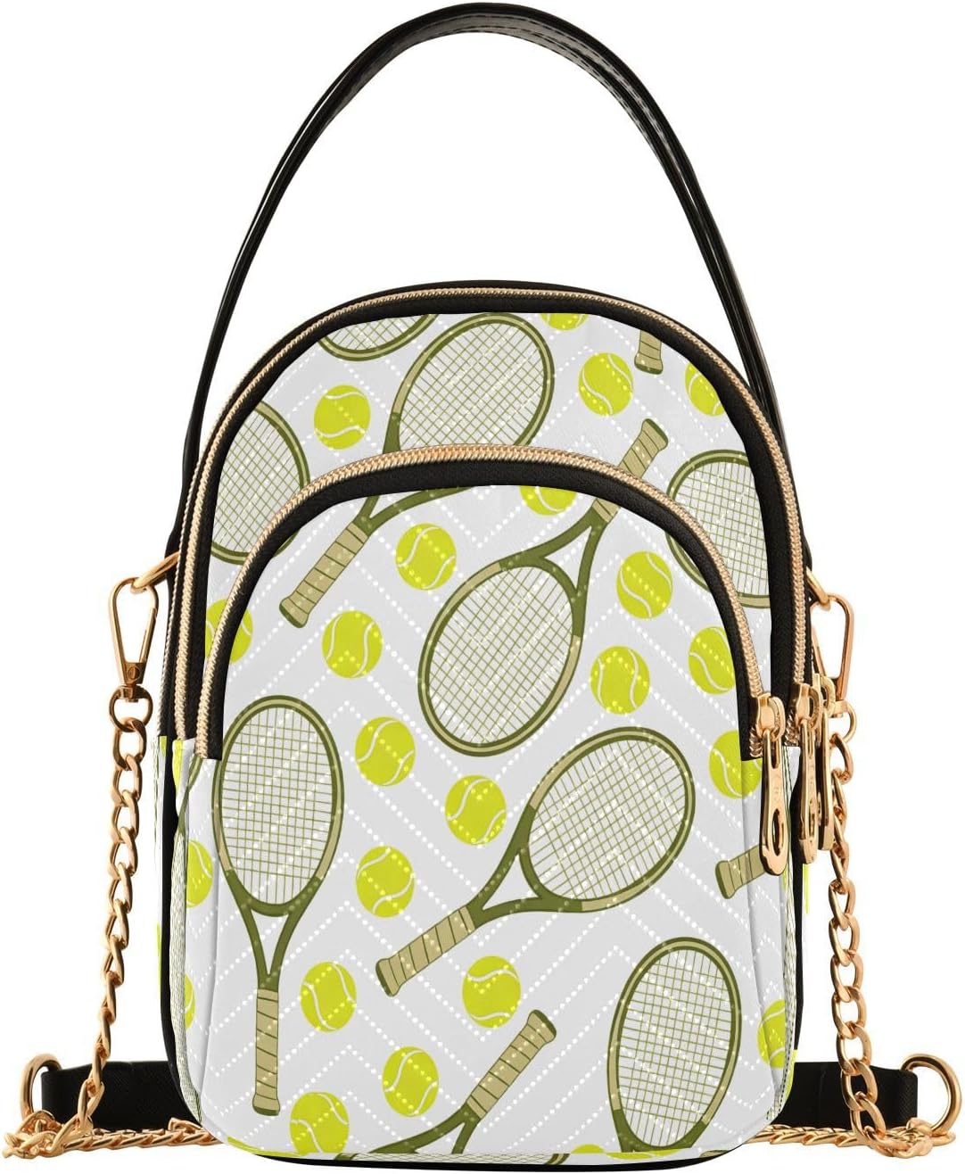 ALAZA Tennis Ball White Crossbody Bag Small Shoulder Handbags Leather Purse for Women