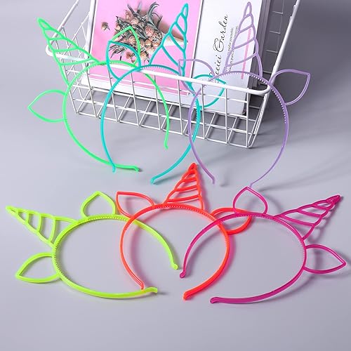 Miniatura 7 de Suyegirl Diadema de unicornio para niñas, diademas de unicornio que brillan en la oscuridad, diademas de plástico para fiestas, cumpleaños,