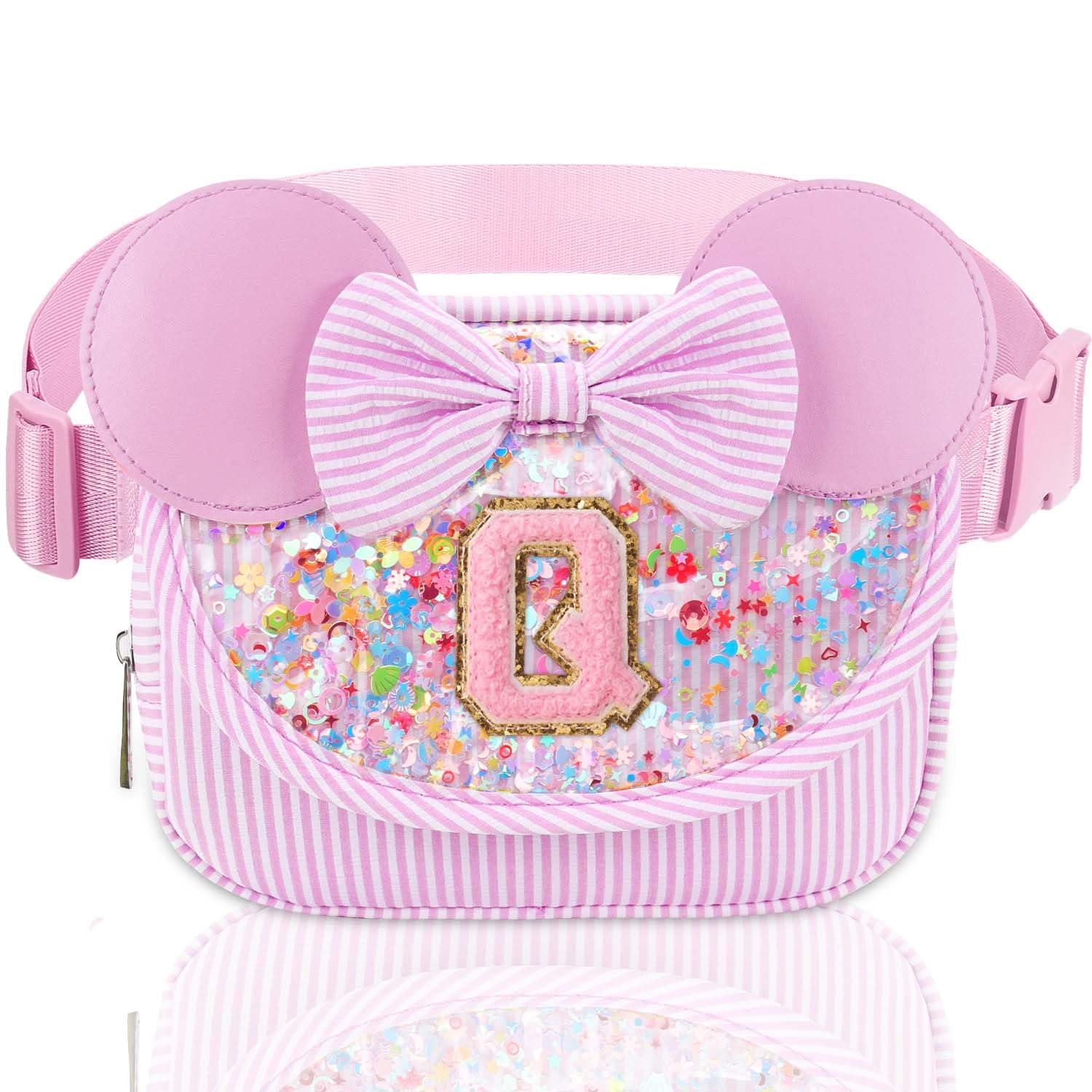 Initial Fanny Pack for Girls - Belt Bag for Teens Kid Teen Girl Kid Birthday Gift Stripe Pink Q