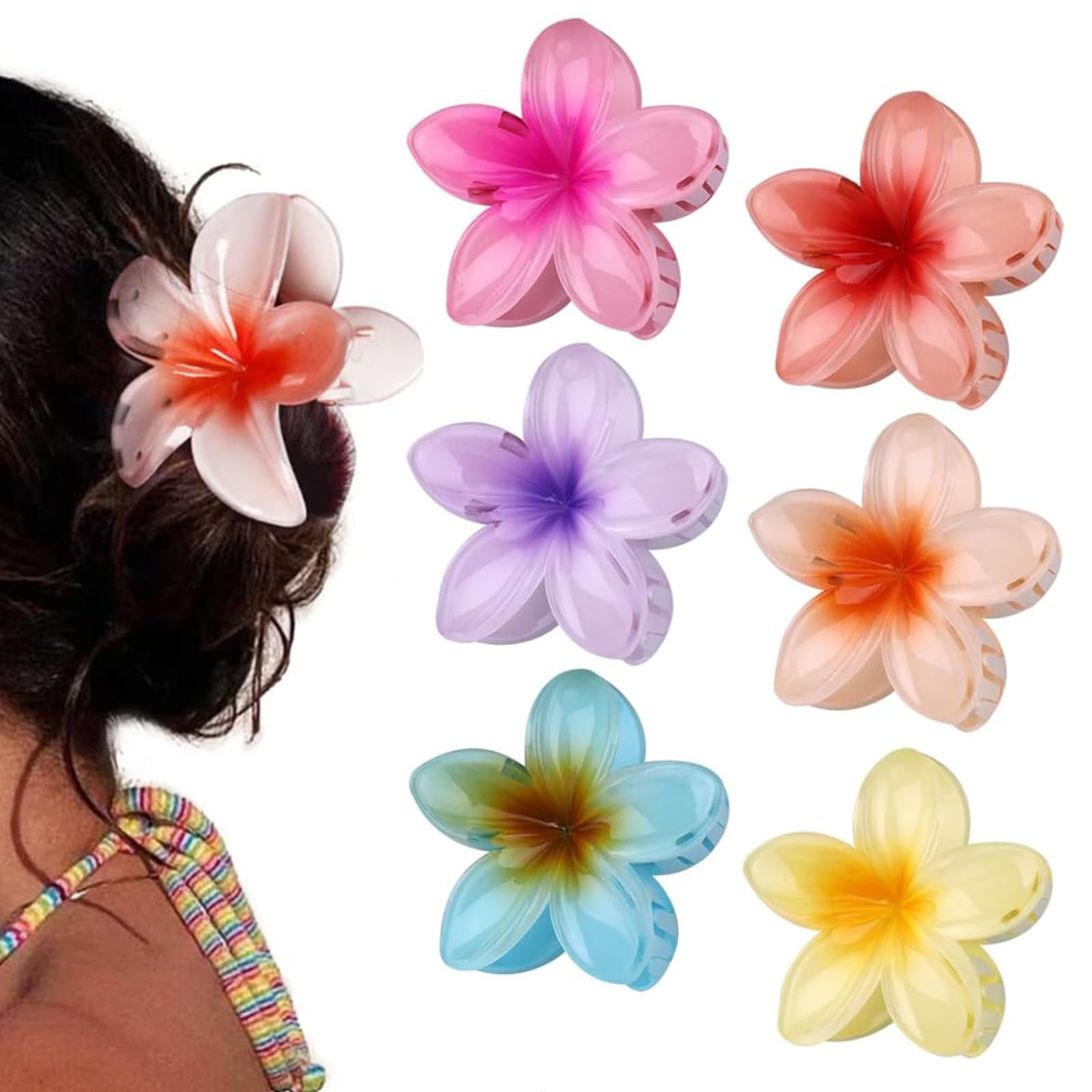 6-teiliges Set Blumen-Haarklammern – Süße Egg Flower Clips Für Dicke Haare, Rutschfest