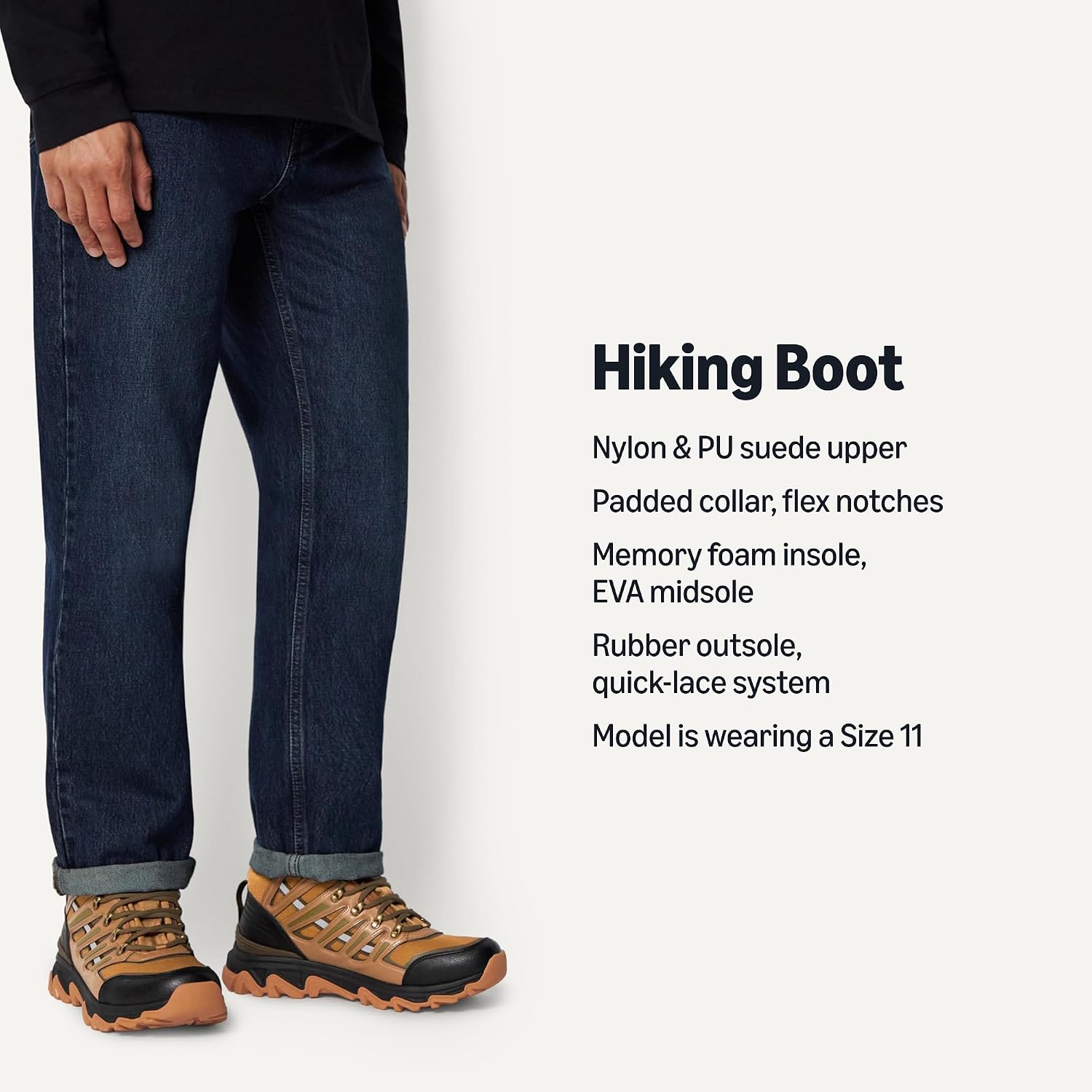 Amazon Essentials Men's Waterproof Hiking Boot with Memory Foam Insole