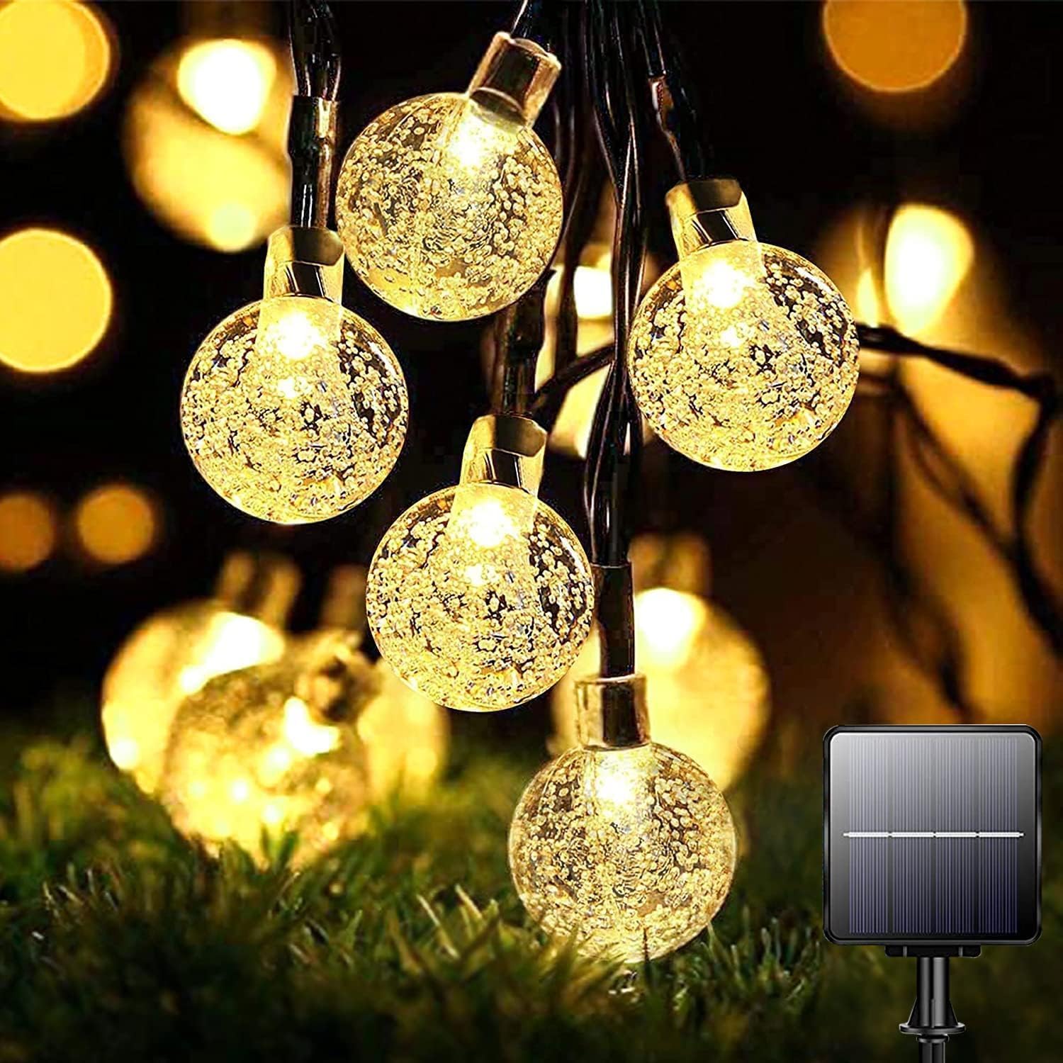 Lezonic Warm White Solar Garden Lights Waterproof, 5M 30Led Solar String Lights, 8 Modes Globe Fairy Lights For Indoor/Outdoor, Garden Patio Lawn Yard Home Party Wedding Festival Decoration (Warm White)
