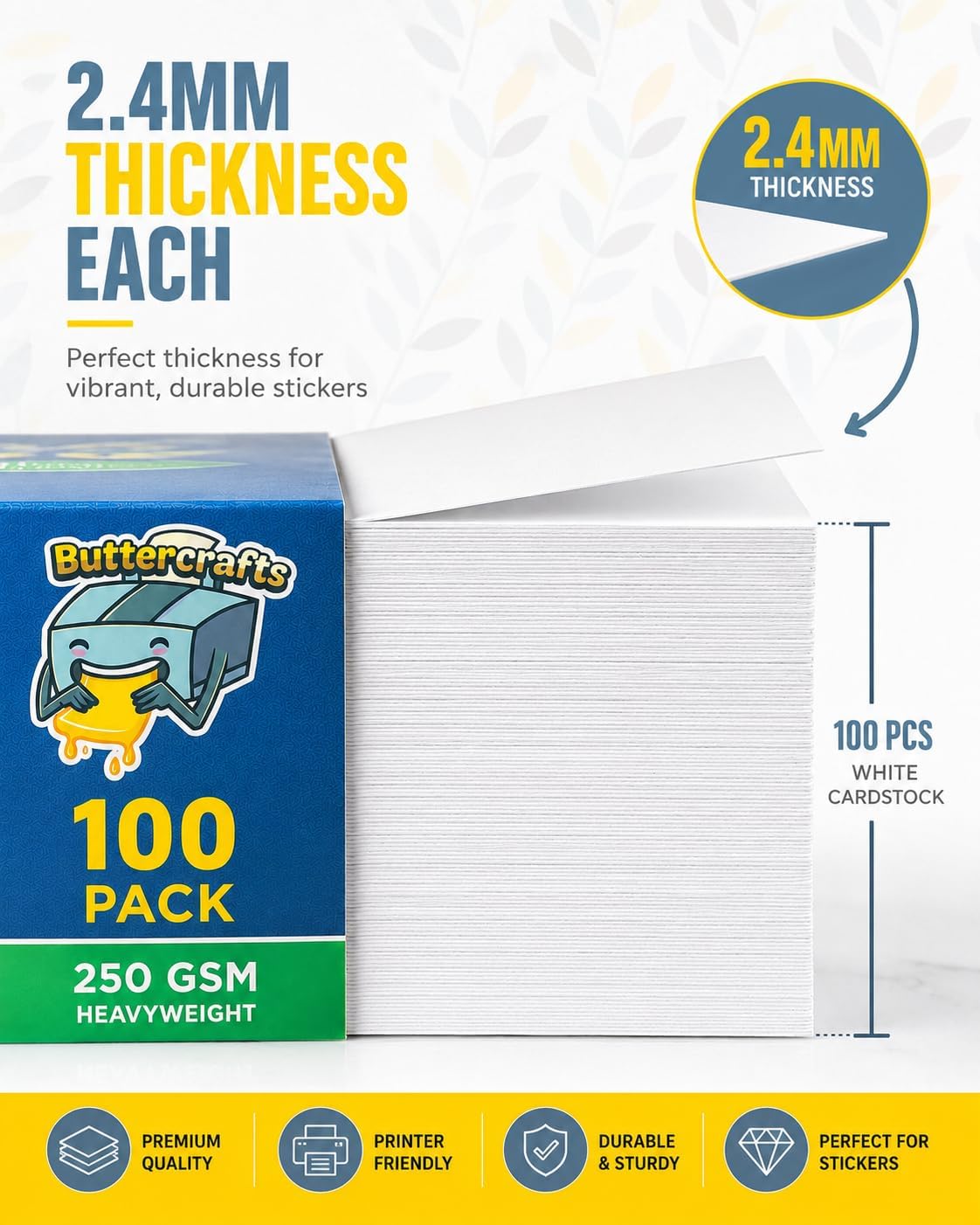 4x6 Cardstock Paper 100 Pack - Printable Bright White 250 GSM Heavyweight Blank Cards for Sticker Business Backing, Postcards, Thank You Cards | Weight Per Sheet on Pack image 2