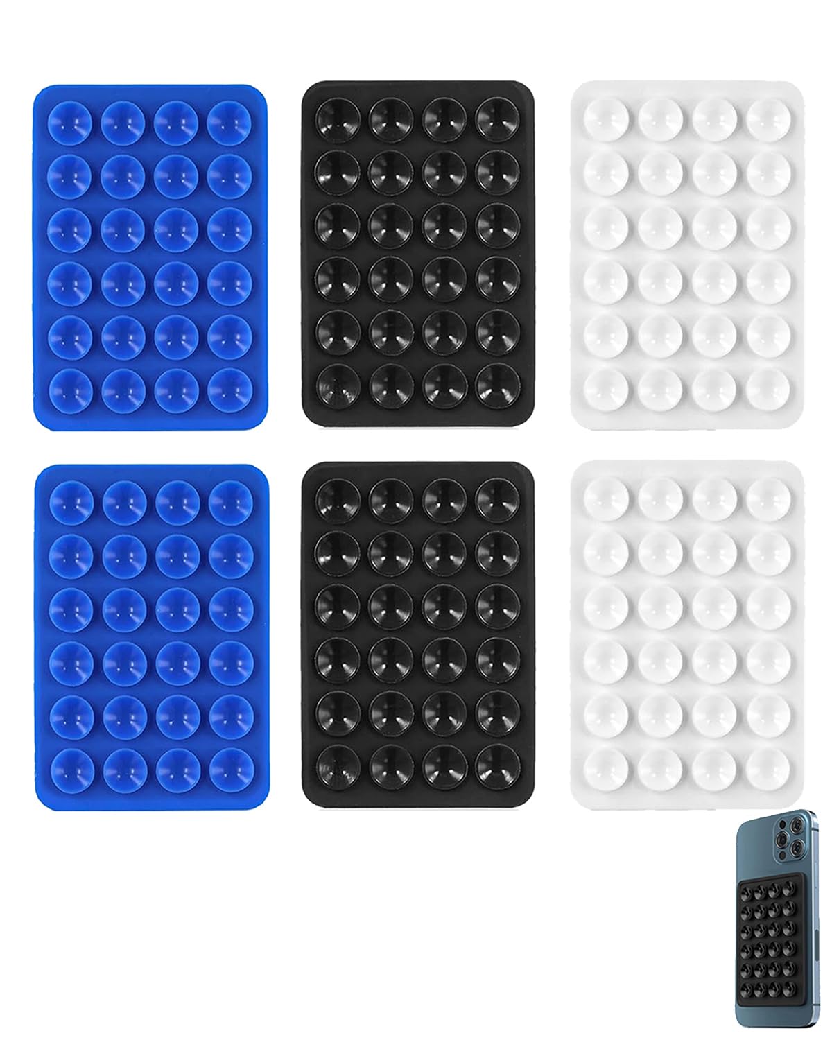 6 PCS Suction Phone Case, Phone Suction Sticker, Silicone Suction Phone Case for Hands-Free Mobile Accessory Holder Grip (6 Colors)