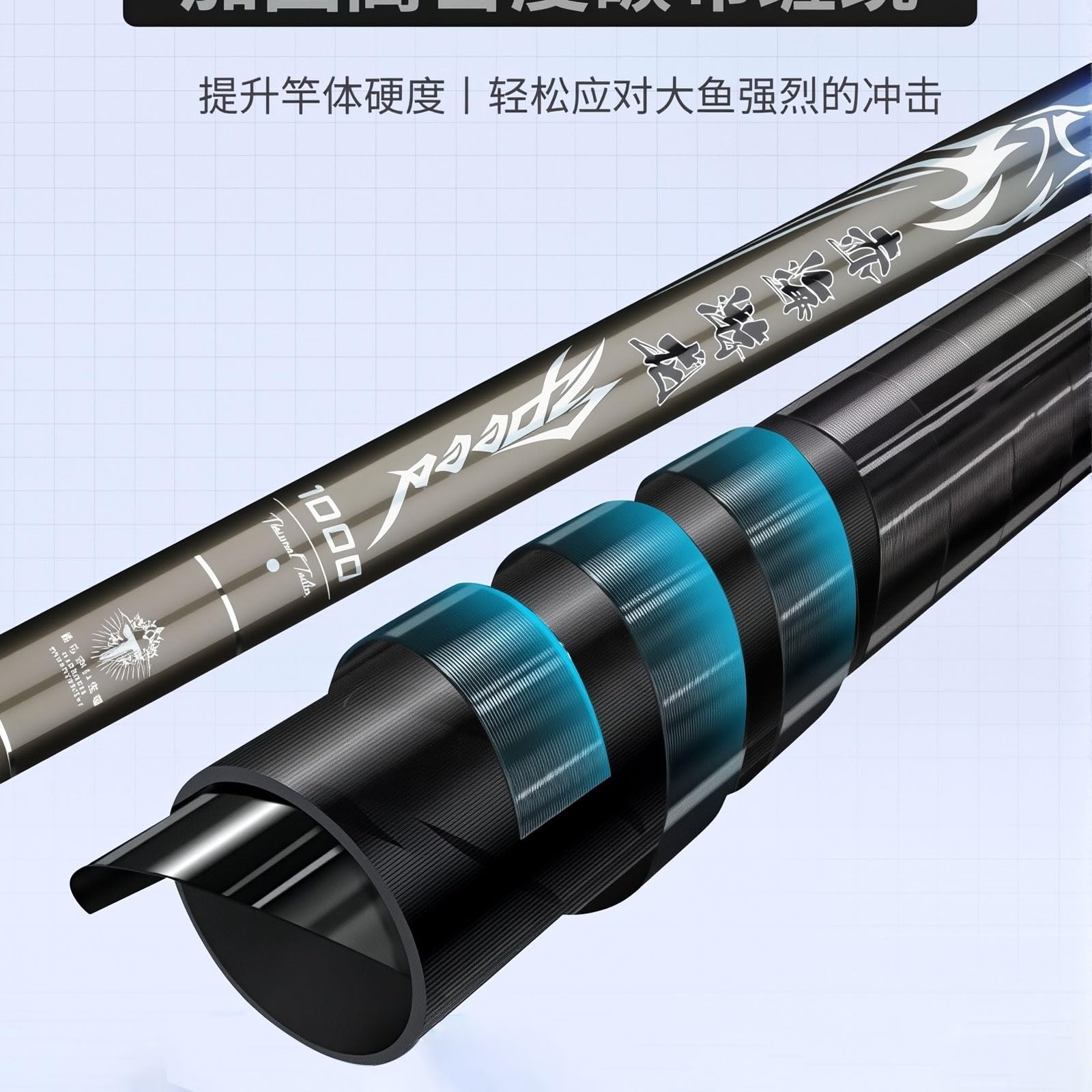 TUJISEK Tragbare Carbon Angelrute 8-16M Superhart Ultraleicht Langer Abschnitt Angelruten teleskopangel Angel Rute Fishing Rod Leicht Zu Tragen FüR FlüSse Seen(9m)