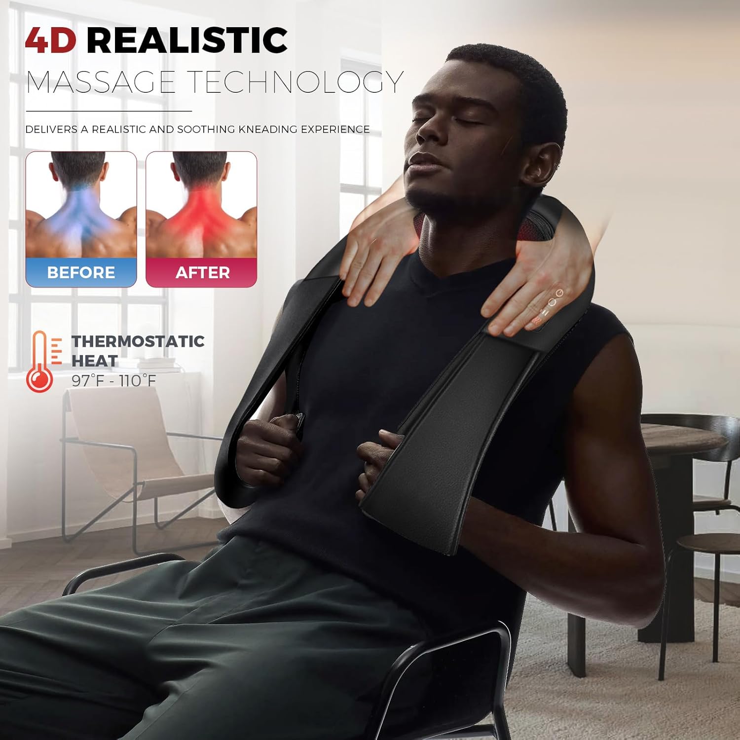 Ursmilekit neck massage with heat - deep tissue for relieving pain with shiyatsu neck and back, recurrent 4d kneading shoulder legs, gifts for women men dad mom birthdays father mothers day Ursmilekit neck massage with heat - deep tissue for relieving pain with shiyatsu neck and back, recurrent 4d kneading shoulder legs, gifts for women men dad mom birthdays father mothers day