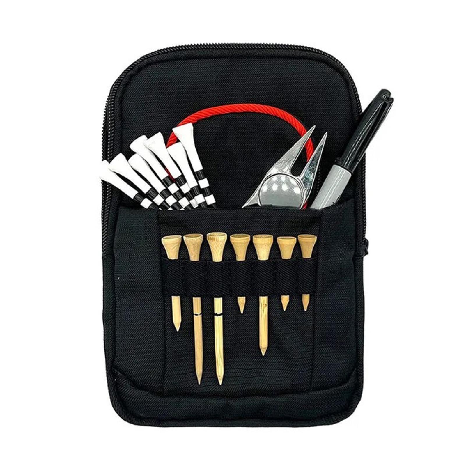 Golf-Tee-Organizer | Golf-Zubehörhalter mit Clip | Golfte-Tasche mit mehreren Fächern | kompakte Golfball- und Tee-Organizer-Tasche | funktionale Aufbewahrungslösung für Golfer