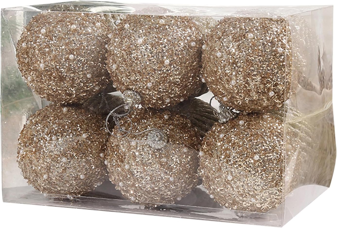Christmas Tree Ball Ornament Set,6pcs Glitter Sequin Foam
