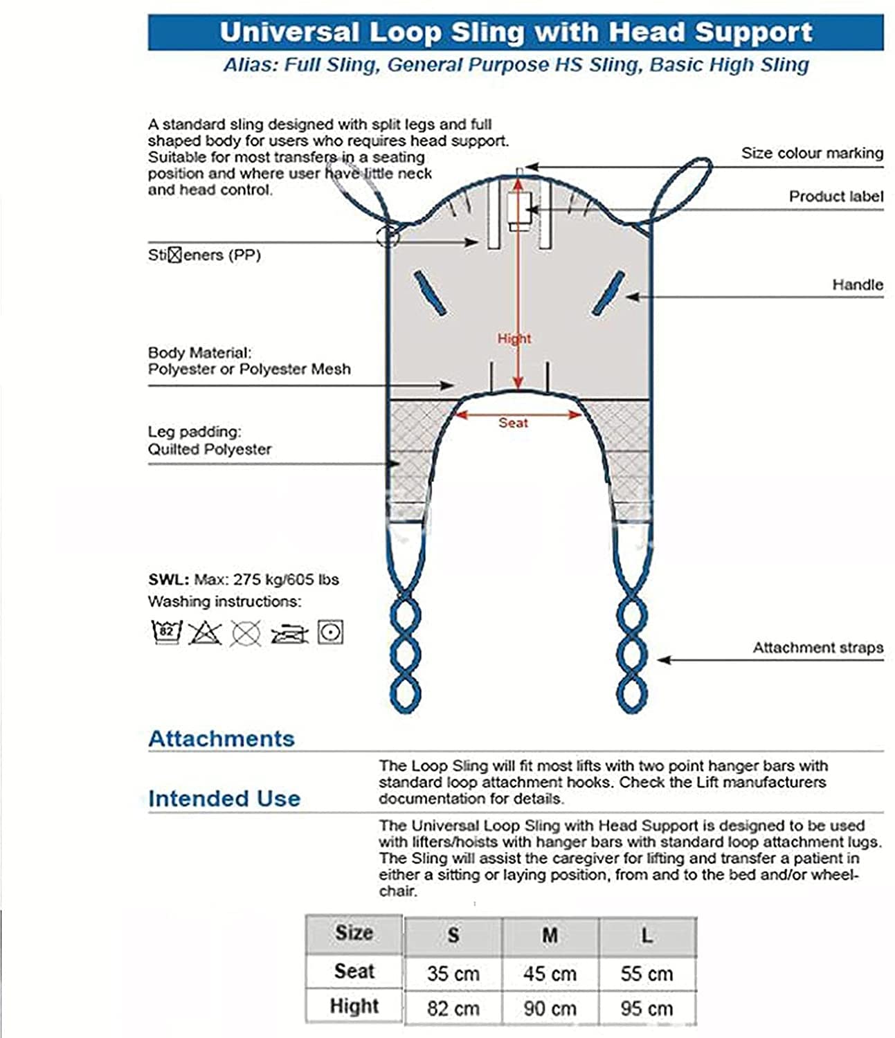 Arnés Elevación Paciente Cuerpo Completo, Grúa De Paciente, Eslinga De Elevación con para Paciente Y Minusválido, para Posicionamiento Y Elevación De La Cama, Enfermería（No incluye grua） ( Size : S )
