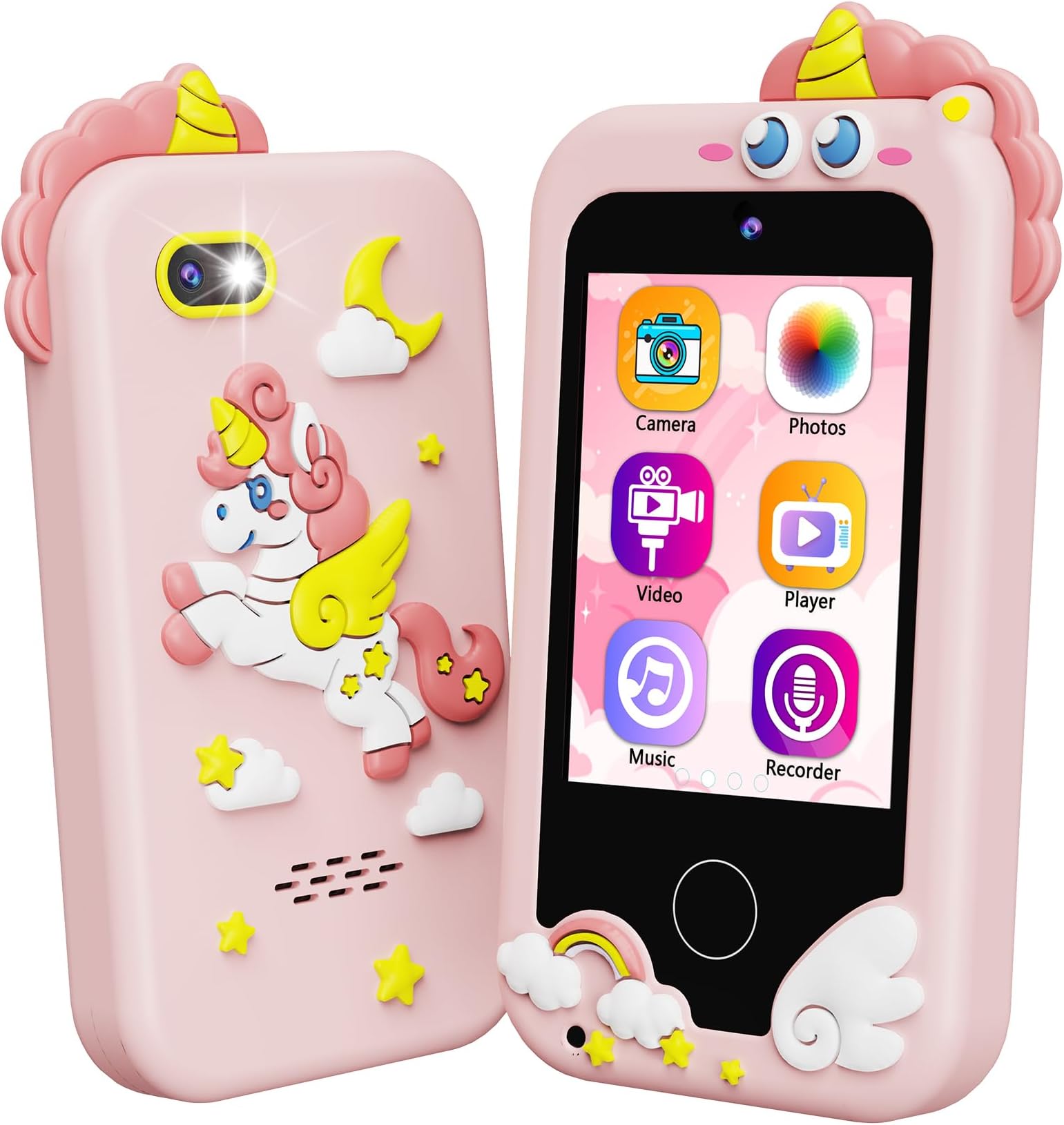 Kids Smart Phone for Girls, Perfect Christmas Birthday Gifts for 3-10 Year Old Kids, Touchscreen Learning Play Toy Smartphone with Dual Camera, Puzzle Game, Music Player (Pink)