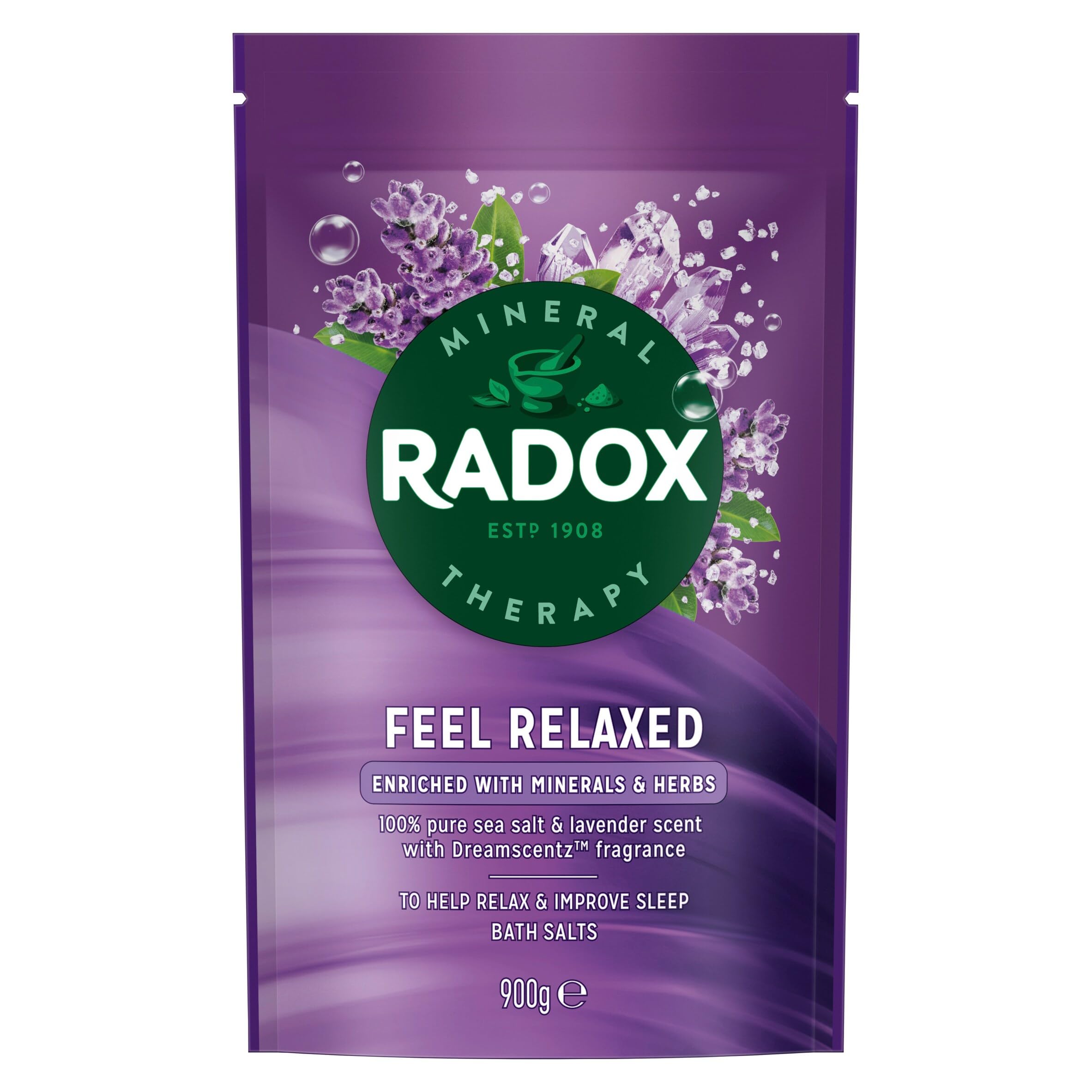 Radox Lavender Scent Aromatherapy Bath Salts 900 G[Amazon-developed Certification] Compact by Design